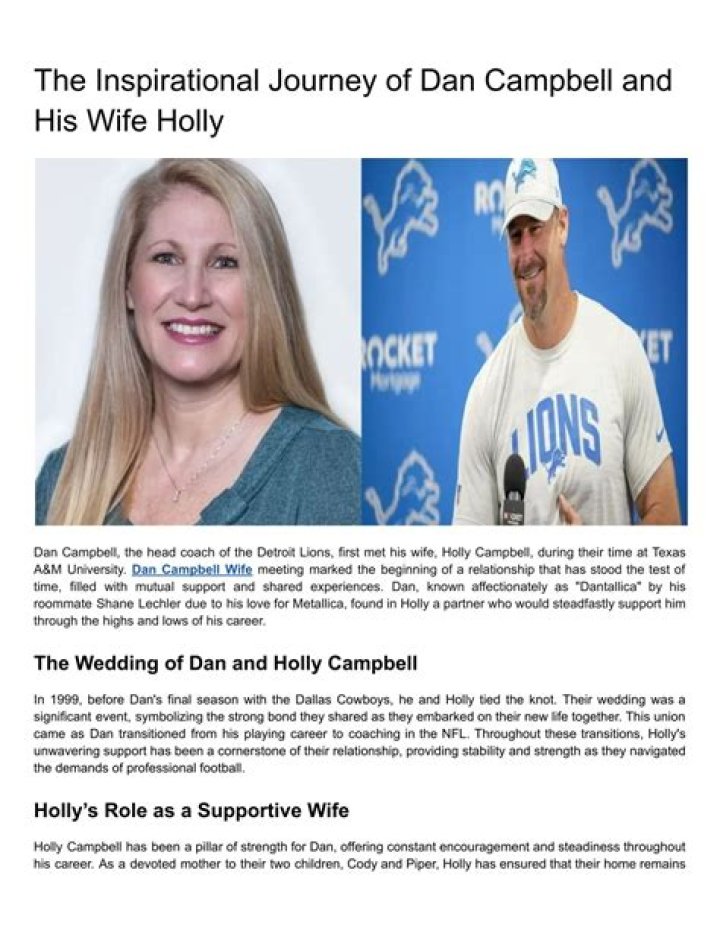 Discovering Holly Campbell: The Rock Behind Dan Cambell Wife
